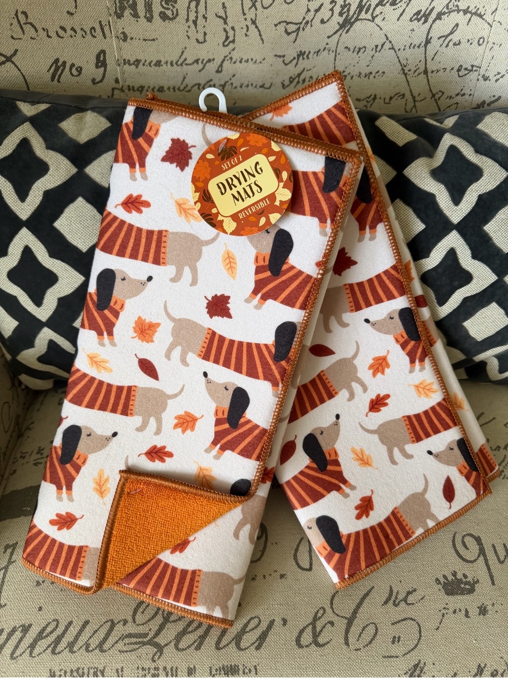 New Set of 2 Dachshund Dog Drying Mats